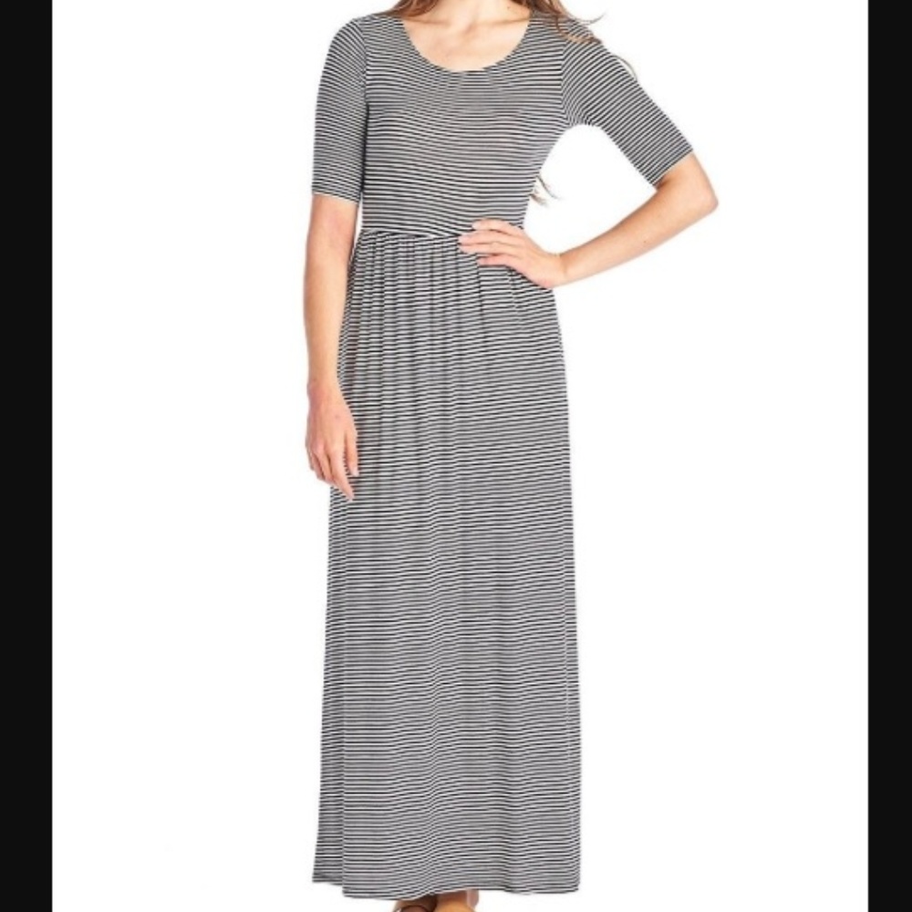Stripe Maxi Dress Half Sleeve